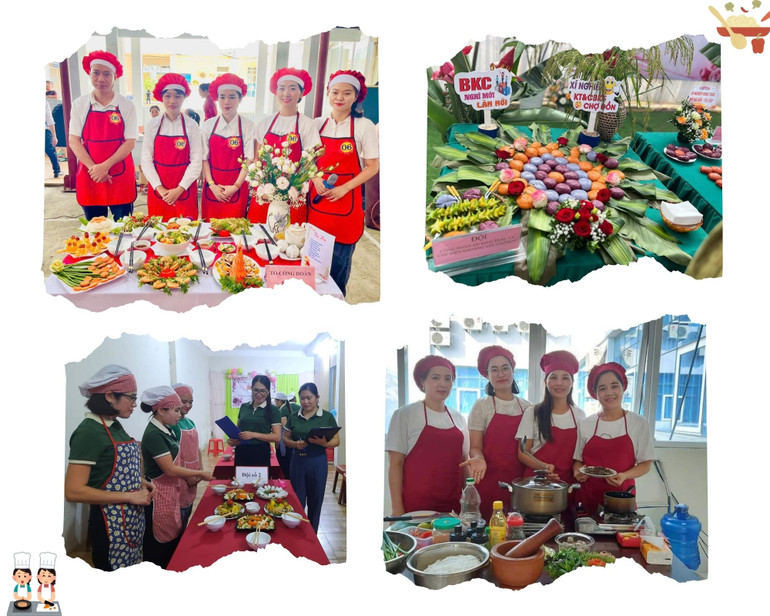 Công đoàn cơ sở: Bệnh viện Đa khoa tỉnh, Trung tâm Y tế huyện Chợ Mới, Trường Mầm non Quang Phong (Na Rì) tổ chức thi nấu ăn; Công đoàn Công ty CP Khoáng sản Bắc Kạn thi giã bánh giầy. nau-an-1148.jpg