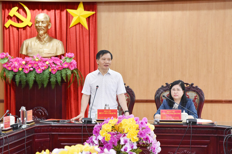 Đồng chí Bùi Văn Thạch, Phó Chánh Văn phòng Trung ương Đảng phát biểu chỉ đạo tại buổi làm việc. NIK_3416.jpg