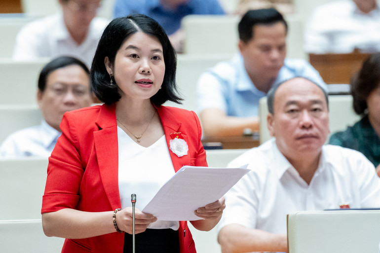 Đại biểu Nguyễn Thị Huế thảo luận về dự thảo Luật sửa đổi, bổ sung một số điều của Luật Dược. z5576019972263_17f5cc29288bffe2aeb8b0983ee3ad9a.jpg