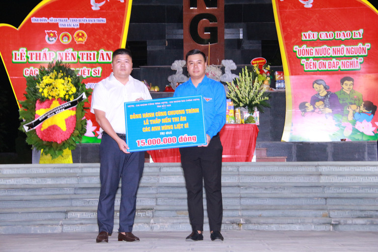 Đơn vị Viettel, Chi nhánh Công trình Viettel, Chi nhánh Bưu chính Viettel Bắc Kạn trao biển hỗ trợ, đồng hành cùng chương trình. z5671617955335_f9ac0a608e87bc23fb48875ca016dcee.jpg