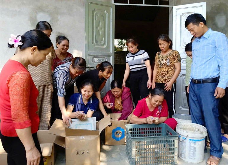 Học viên thực hành về phòng trị bệnh cho gà tại lớp đào tạo nghề tổ chức ở xã Hòa Mục. 016500386-4955-2019.jpg