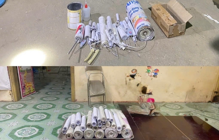 Pháo nổ tự chế được lực lượng Công an thu giữ. z6190318570599-4b9151196c68bafd722a3d2422dee18d.jpg