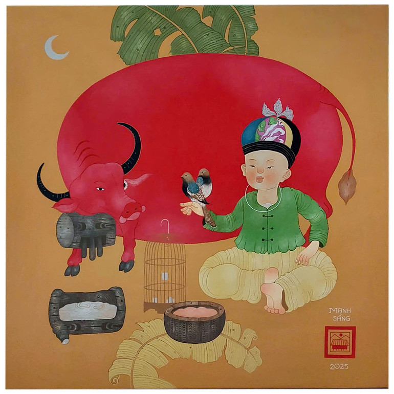 Tác phẩm “Em bé và chim tu hú” của hoạ sĩ Mạnh Sáng. img-0587.jpg