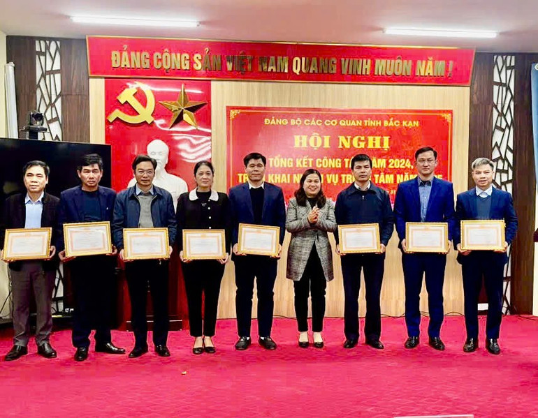 Đồng chí Hà Thị Liễu, Bí thư Đảng ủy Các cơ quan tỉnh tặng Giấy khen cho các tổ chức cơ sở Đảng đạt tiêu chuẩn hoàn thành xuất sắc nhiệm vụ tiêu biểu năm 2024 z6185811735404-8f76e23bc558ac191a379da9ca6e338b.jpg