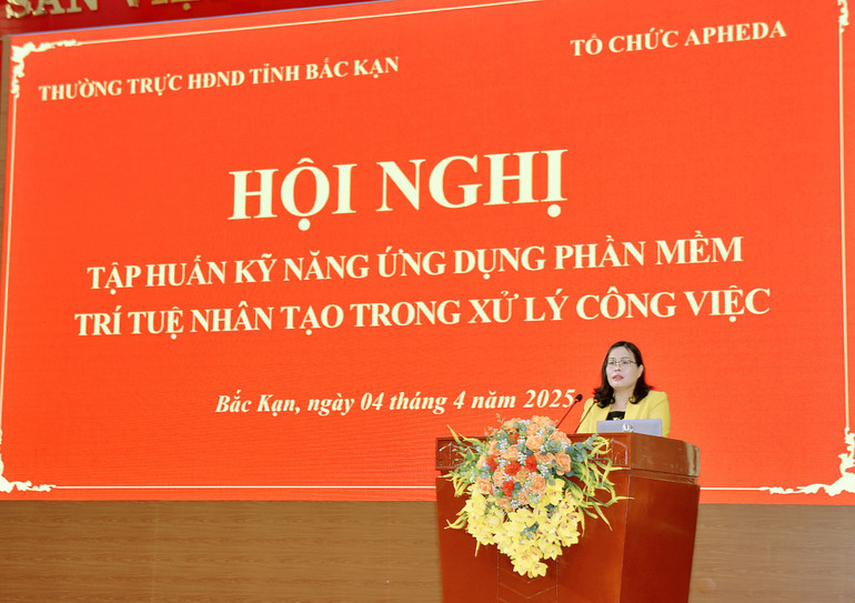 Đồng chí Trần Thị Lộc, Phó Chủ tịch Thường trực HĐND tỉnh phát biểu tại Hội nghị. 4.jpg