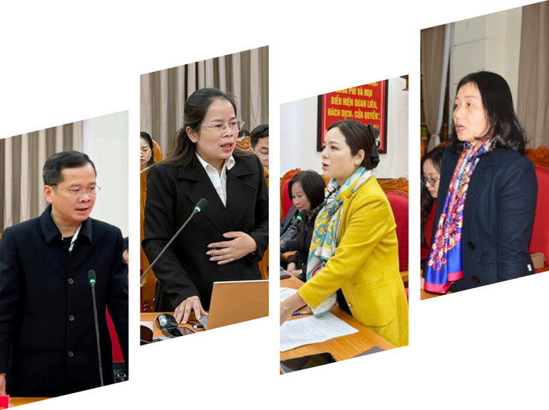 Các đại biểu nêu ý kiến đóng góp vào công tác phối hợp tuyên truyền trong lĩnh vực Tuyên giáo năm 2025. anh.jpg