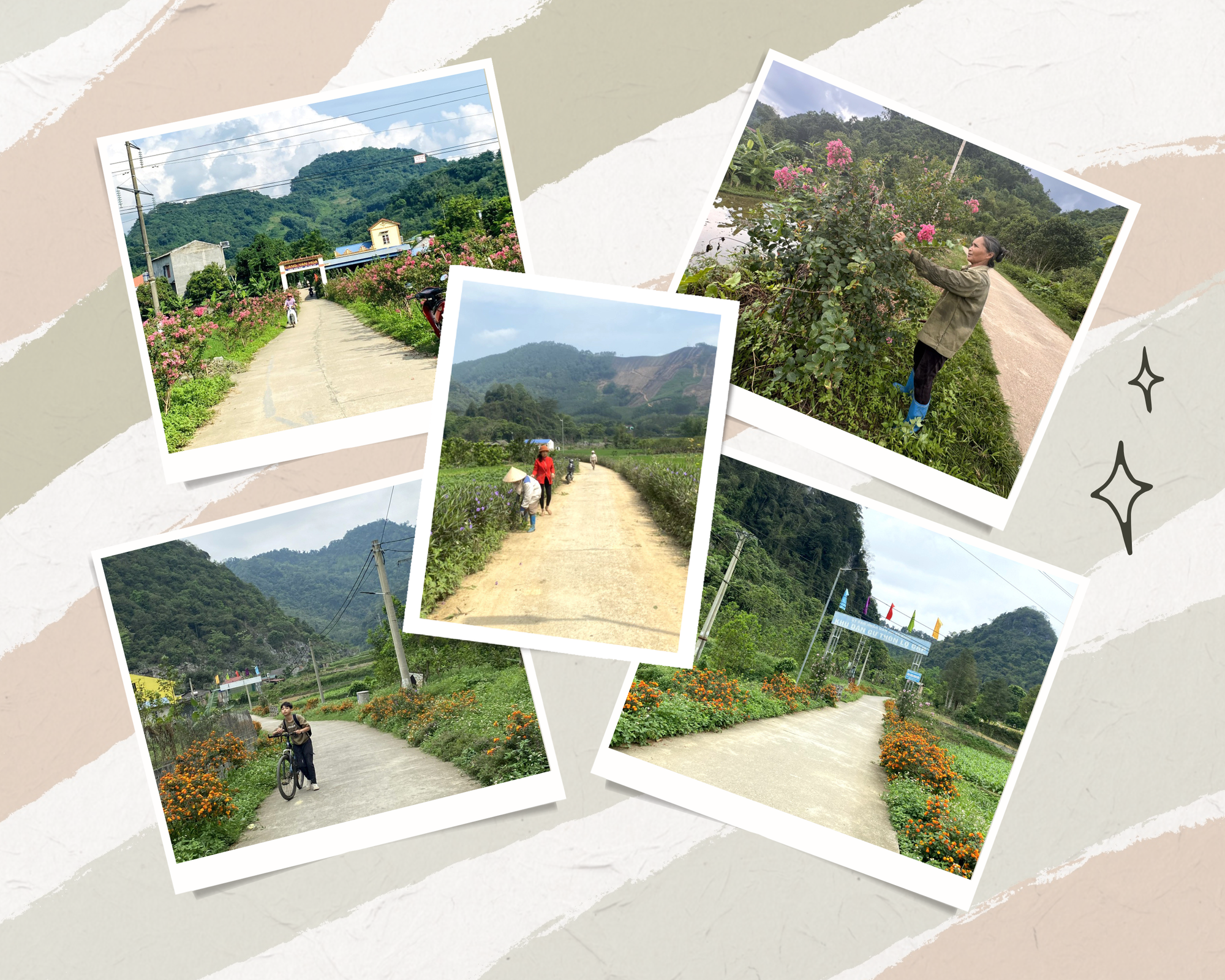 Những đoạn đường hoa do phụ nữ tự quản góp phần làm đẹp thôn, bản. Màu Trung Tính Bộ Ảnh Ghép Chủ Đề Bạn Bè Họa Tiết Vẽ Tay Tranh Ghép Ảnh.png